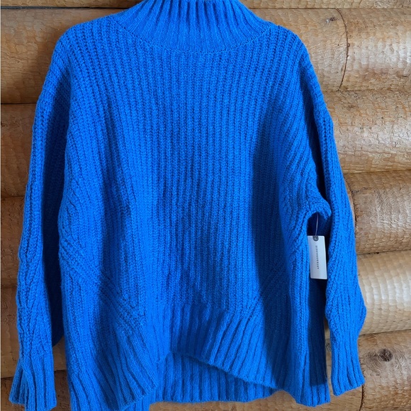 Anthropologie Sweaters - Anthropologie Vibrant Blue Ribbed Mock Neck Sweater